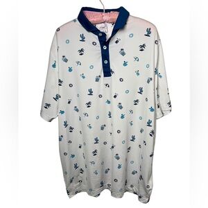 PUMA x Arnold Palmer Men's XL AP Mattr Dunes Golf Polo Bright White & Lake Blue